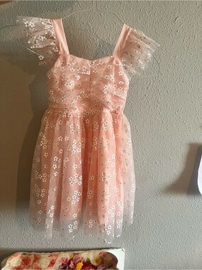 DJI Pink Floral Tulle Party Dress for Girls
